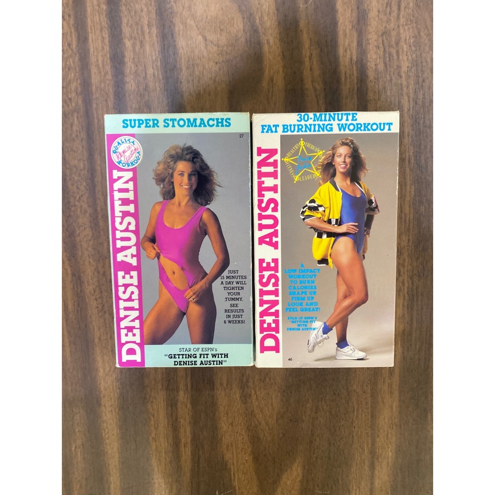 Denise Austin VHS Bundle Super Stomachs 30-Minute Fat Burning Workout Lot of 2